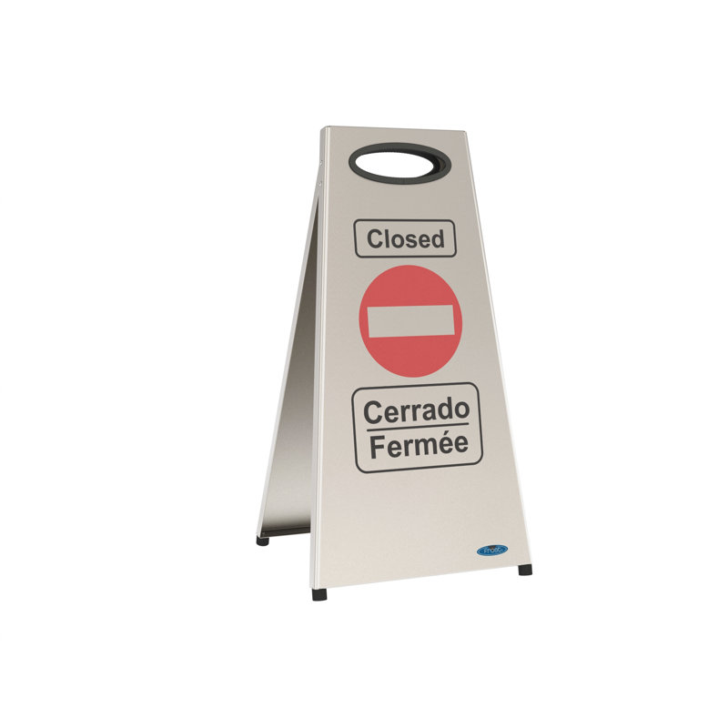 STAINLESS STEEL CLOSED NO ENTRY FLOOR SIGN