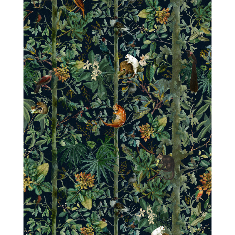 Tropical Wanderlust Wallpaper Roll, Green/Black/Red/Yelow