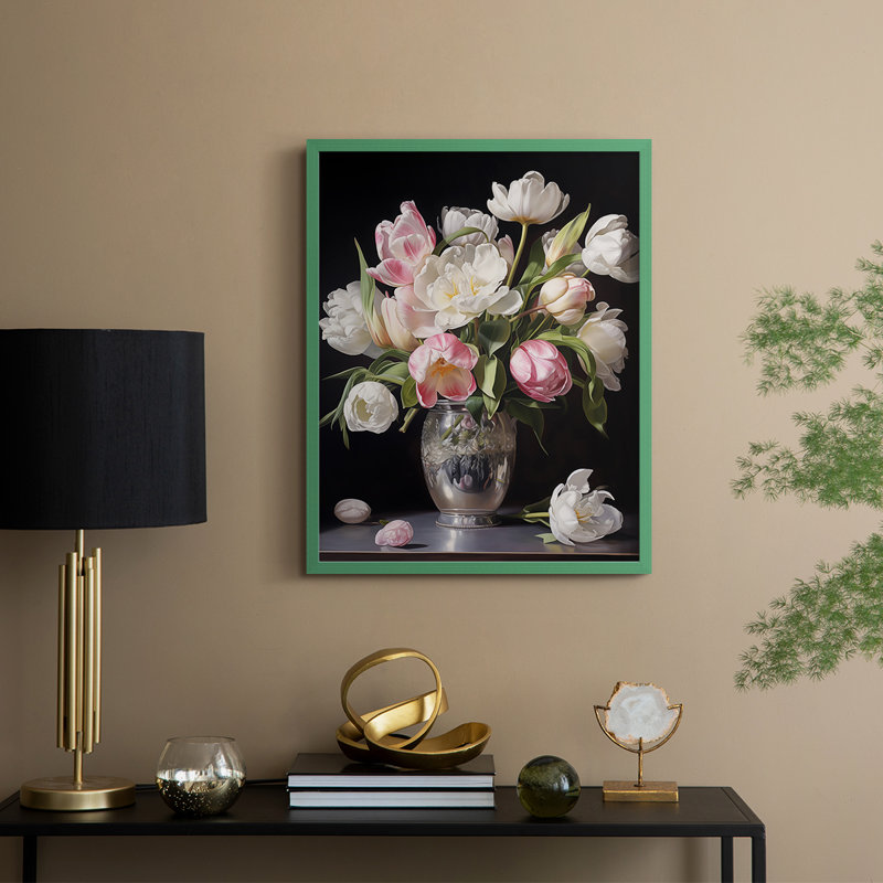 Impression encadrée FLORAL Series DCCVV - bois massif, Vert, H 11 po x l 9 po