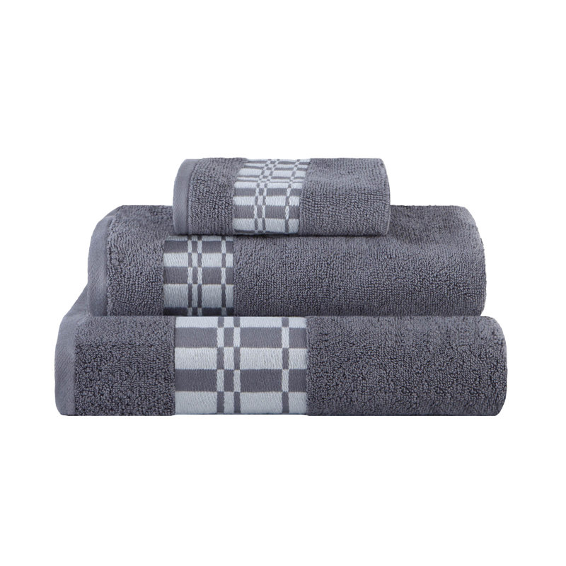 Ensemble de serviettes géométriques assorties 3 pièces Davis Larissa, Gris