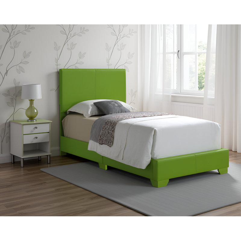 Lit simple en similicuir gris clair Anvers, Gris clair, Lit simple