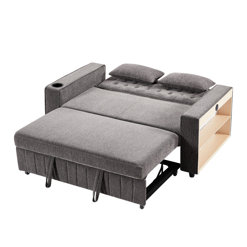 Lit réglable pour le salon, 61,4 moderne avec support de rangement et carré,, Gris