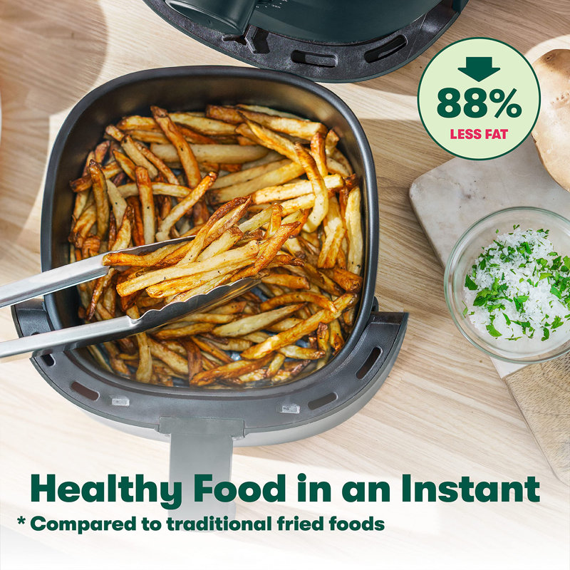 3 Qt Manual Air Fryer Oven and 5-in-1 Multicooker with Removable Nonstick and Dishwasher Safe Crisping Tray and Basket, 1400 Watt Heating System