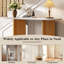 Table de console d'entrée étroite avec plateau ovale en faux marbre et table d'appoint rustique avec pieds incurvés pour l'entrée et le salon