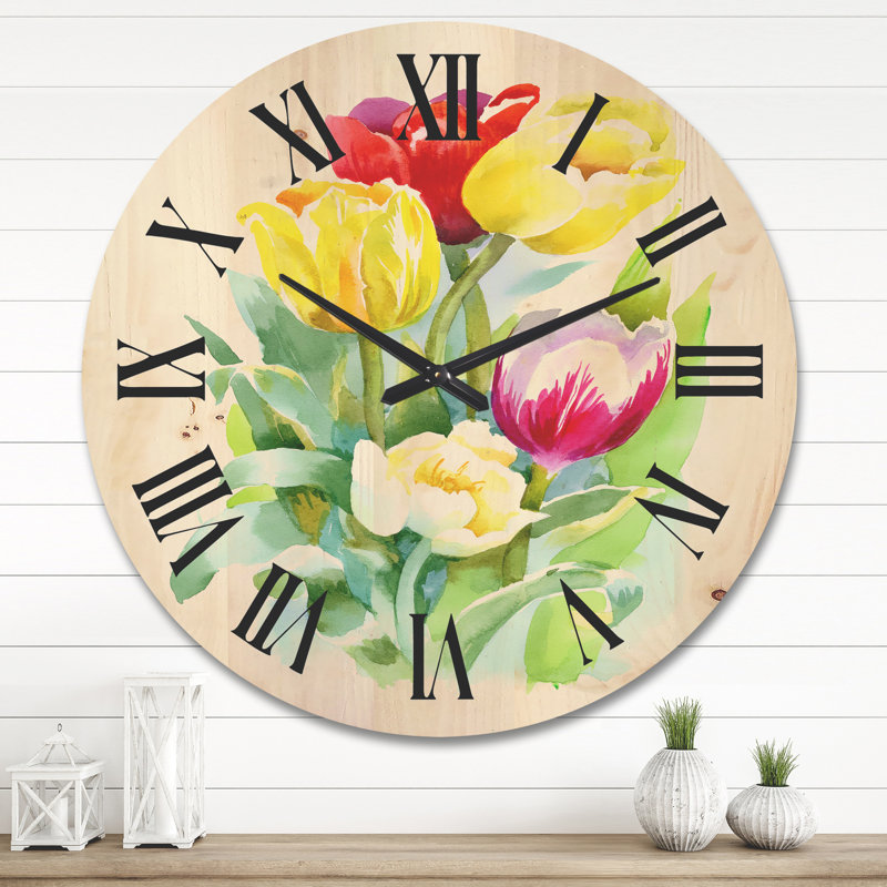 Horloge murale Bouquet de tulipes, Très grand