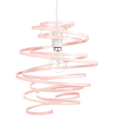 Contemporary Gloss Double Ribbon Spiral Swirl Ceiling Light Pendant