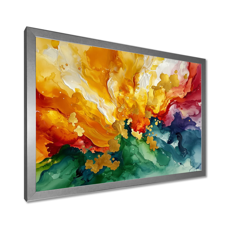 Alverson - Abstract Wall Art, Argent argent, H 30 po x l 40 po, Cadre simple