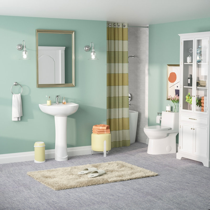 Lavabo de salle de bain moderne en U en porcelaine vitreuse blanche avec trop-plein 26 5/8 po Ally, Simple