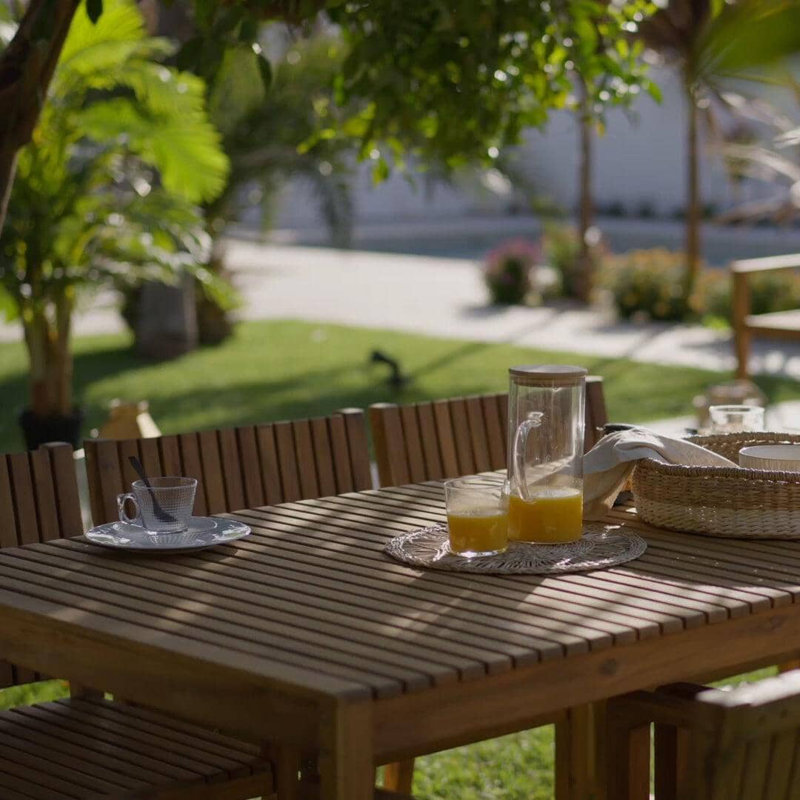 Lankin Rectangular 10 - Piece 8 - Person 180cm L Acacia Outdoor Table Set, Grey