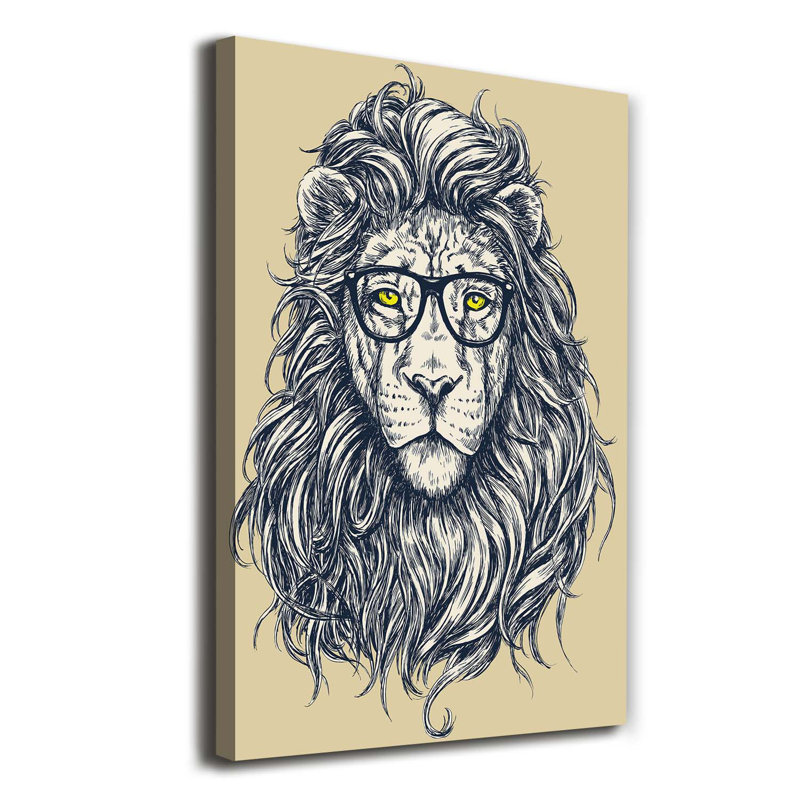Hipster Lion - Wrapped Canvas Print