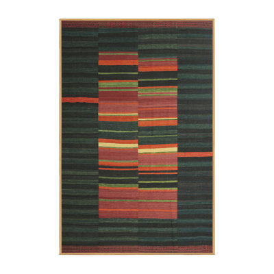 Tapis contemporain vert / orange