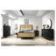 Commode Benson à 8 tiroirs avec miroir, meuble de rangement en bois d'hévéa noir pour chambre à coucher, style bord de mer avec quincaillerie en laiton vieilli
