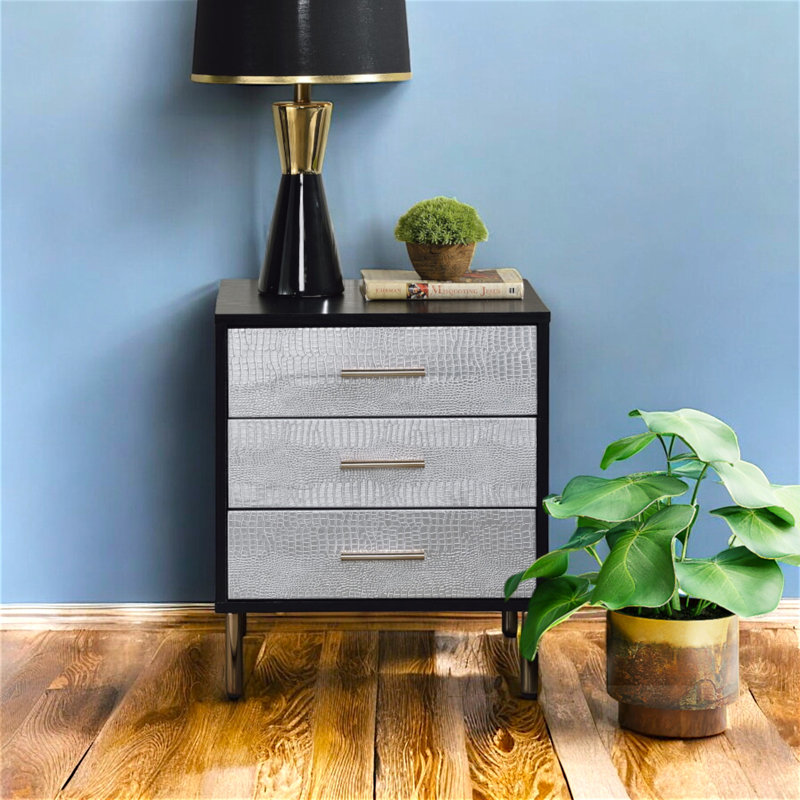 Table de chevet Modern Compose Silver Black Gold - Hollywood Glam