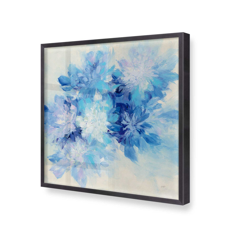 Motif de neige en fleurs, H 13,75 po x l 13,75 po, Cadre simple en zinc patiné, bois massif