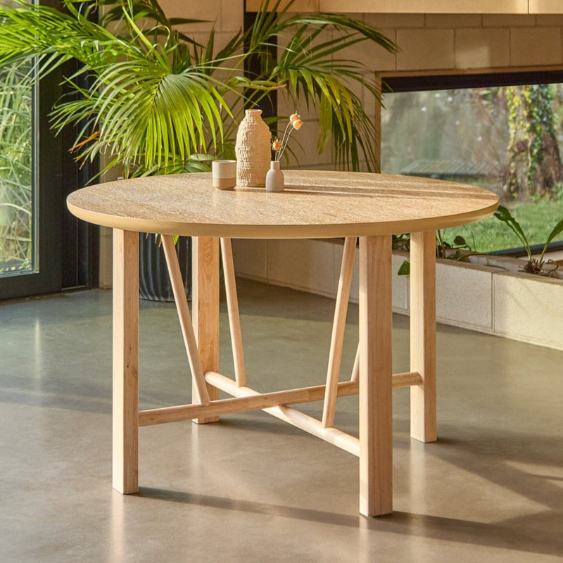 Round Solid Wood Base Dining Table