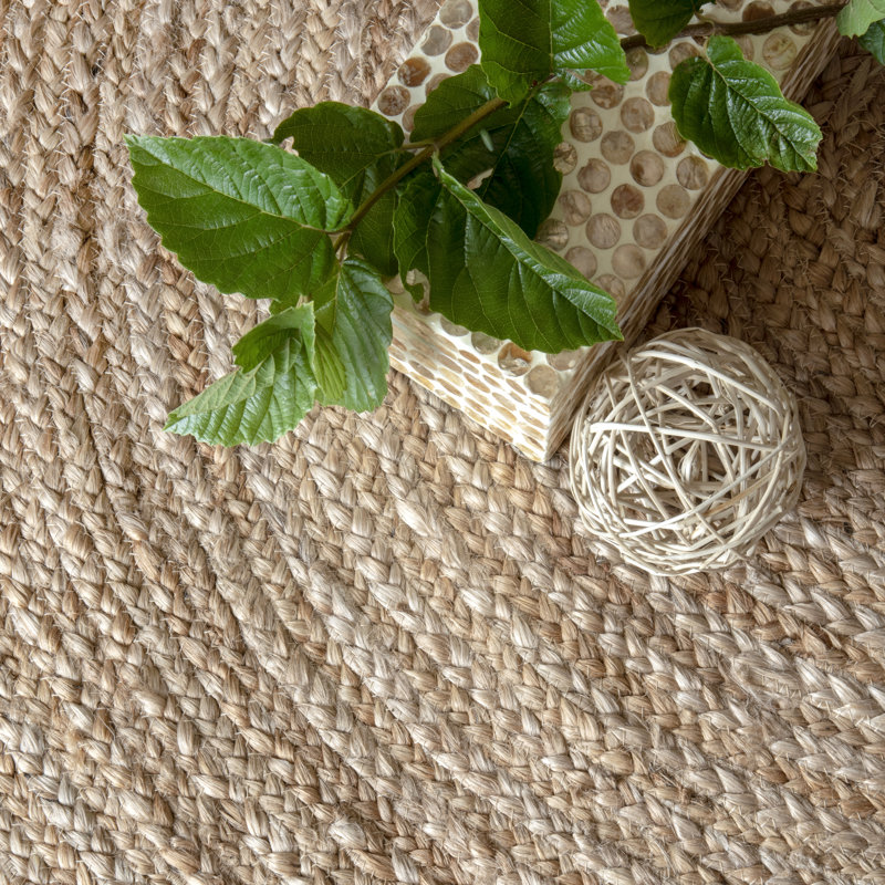 Bendooragh Hand-Braided Jute Natural Area Rug, Oval 2'3" x 4'