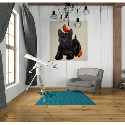 «Scottie Dog and Red Birds» par Fab Funky, art mural sur toile