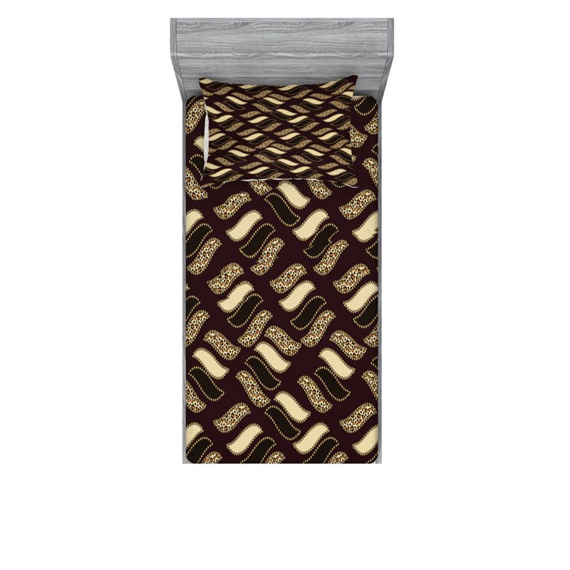 Ensemble de draps à peau ethnique guépard, Ensemble de draps pour lit simple avec drap-housse