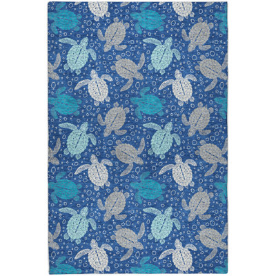 Premium Machine Washable Dream Shag ADS192 Turtles Rug
