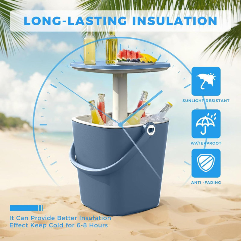 Portable Ice Bucket Table For Parties 3 In1 Ice Cooler Cocktail Patio Cool Bar Table For Camping Poolside Party