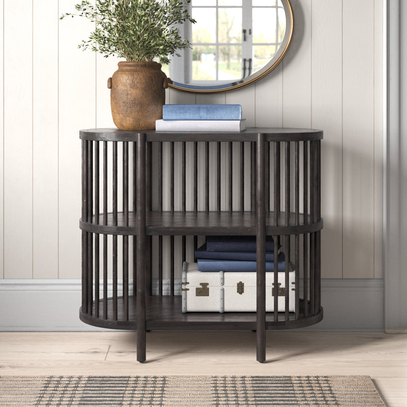36'' Solid Wood Top Console Table, Black Wash