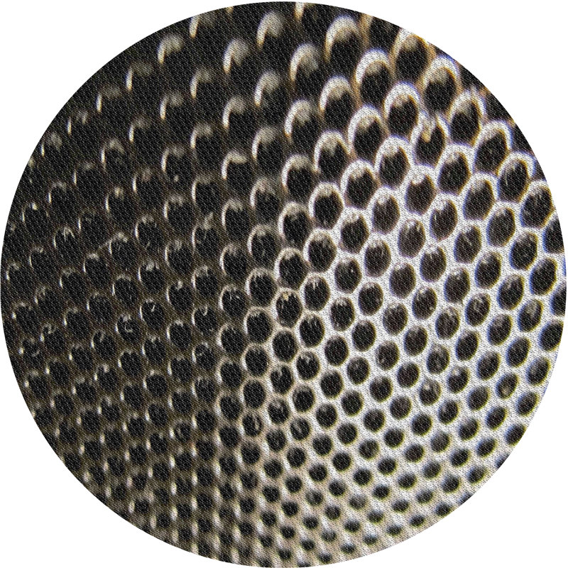 Tapis noir/gris tissé à la machine, Rond 4 pi