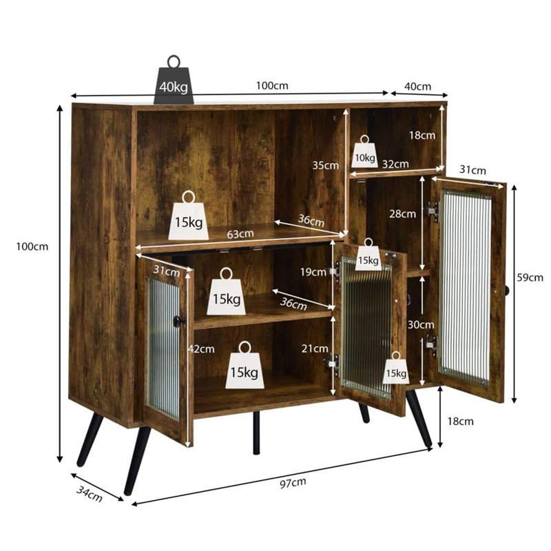 Thermia 97cm Sideboard, Rustic Brown