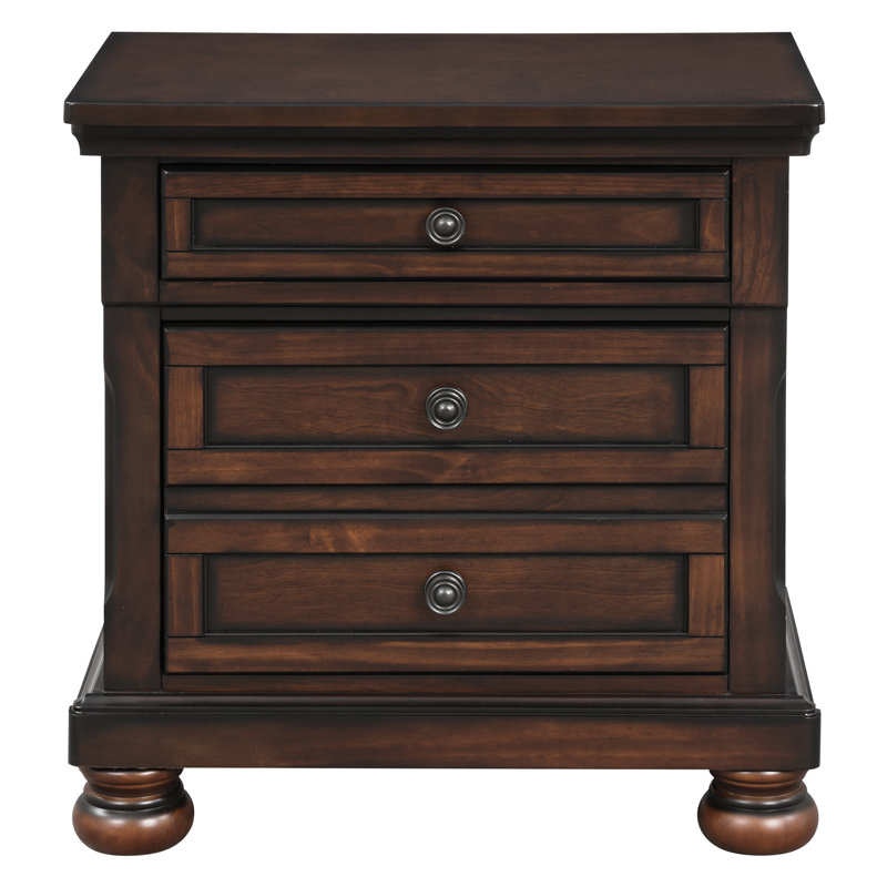 Table de chevet classique avec placage de bouleau brun