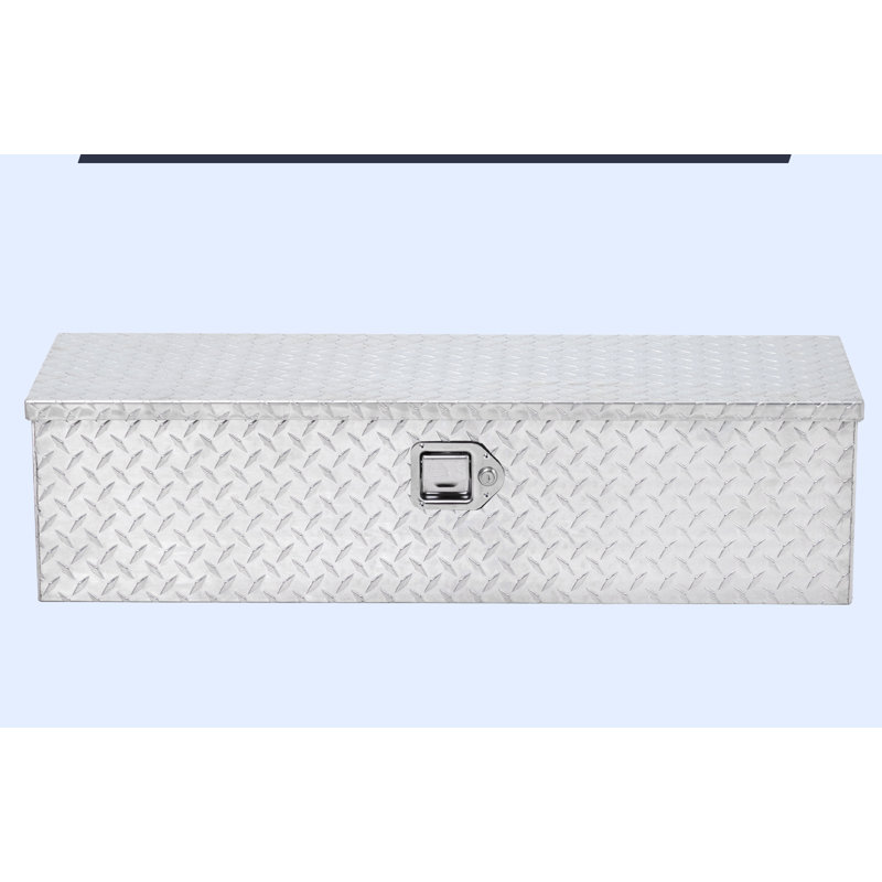 39 Inch Truck Bed Tool Box Heavy Duty Aluminum With Sliding Shelf, Diamond Plate Toolbox For Pick Up Truck Rv Trailer, Trailer Toolbox Storage With Side Handle, Lock And Keys