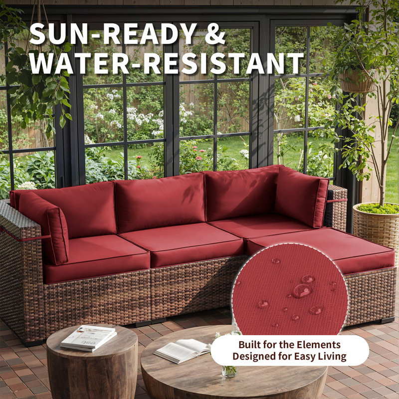 Outdoor Replacement Cushion Set for Seating – Includes 3 Seat Cushions, 3 Back Cushions, 2 Short Back Cushions & 1 Footrest Cushion.