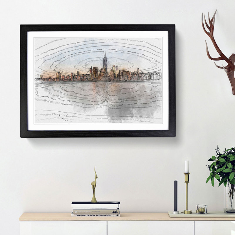 The New York Skyline in Abstract - Picture Frame Graphic Art Print, Black Framed, 36cm H x 48cm W x 2cm D