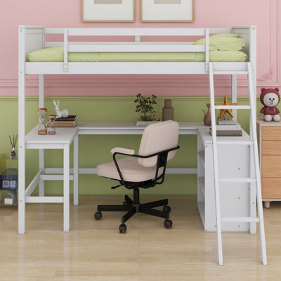Lit mezzanine simple avec bureau intégré Ginta par Harriet Bee