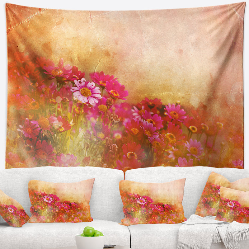 Belles petites fleurs au printemps, H 78 po x l 92 po