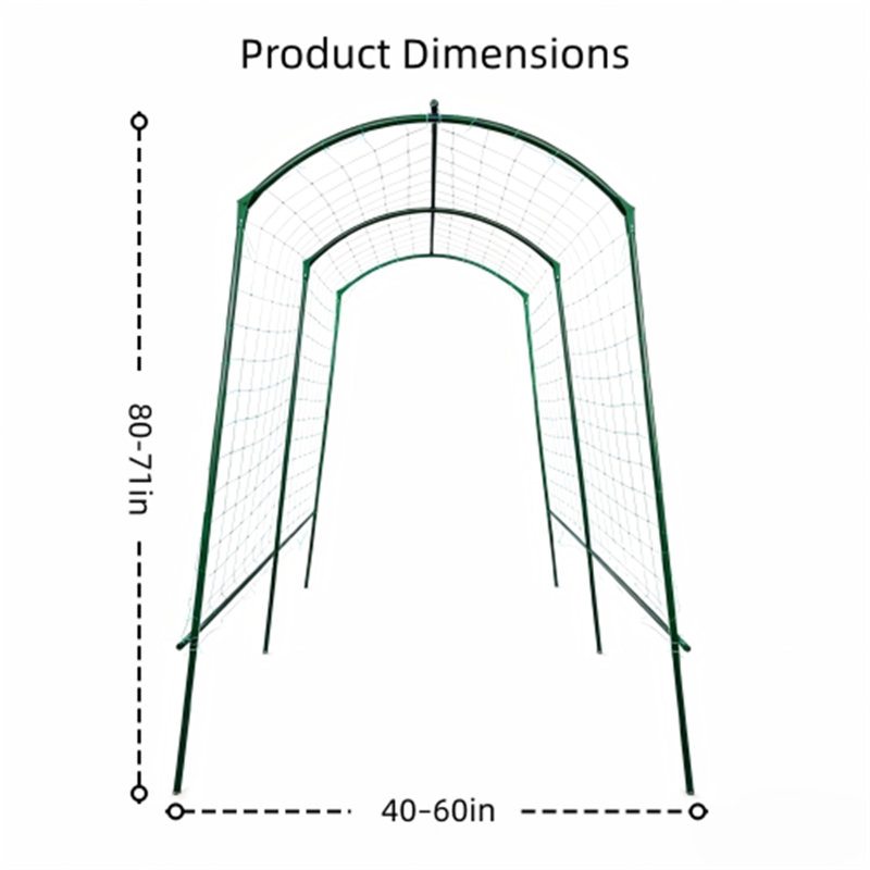 Treillis d'arche de jardin réglable en forme de U, support pour plante grimpante de 80 po de hauteur, structure en acier vert avec filet, convient aux lits surélevés