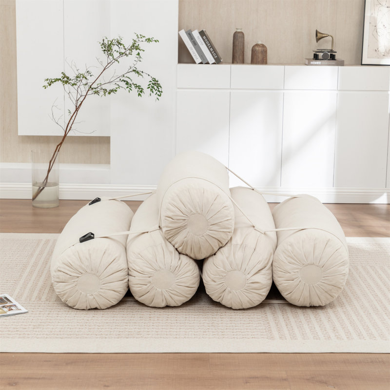 Adjustable Floor Sofa, Beige Corduroy