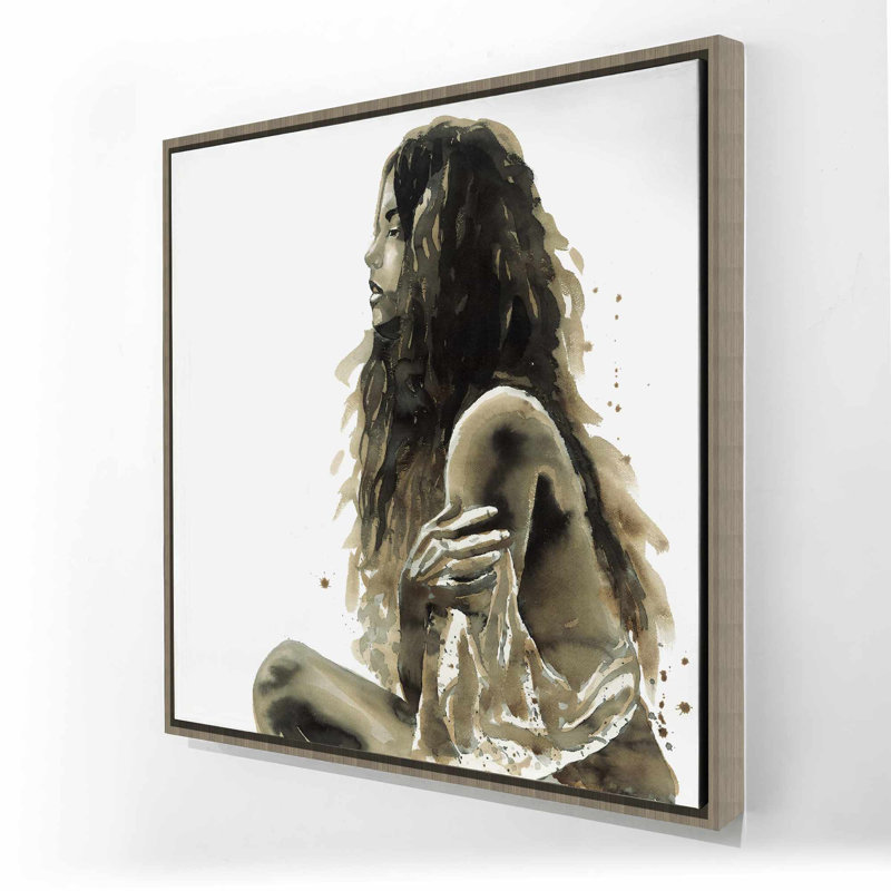Femme en sépia - Toile encadrée beige pour la décoration intérieure