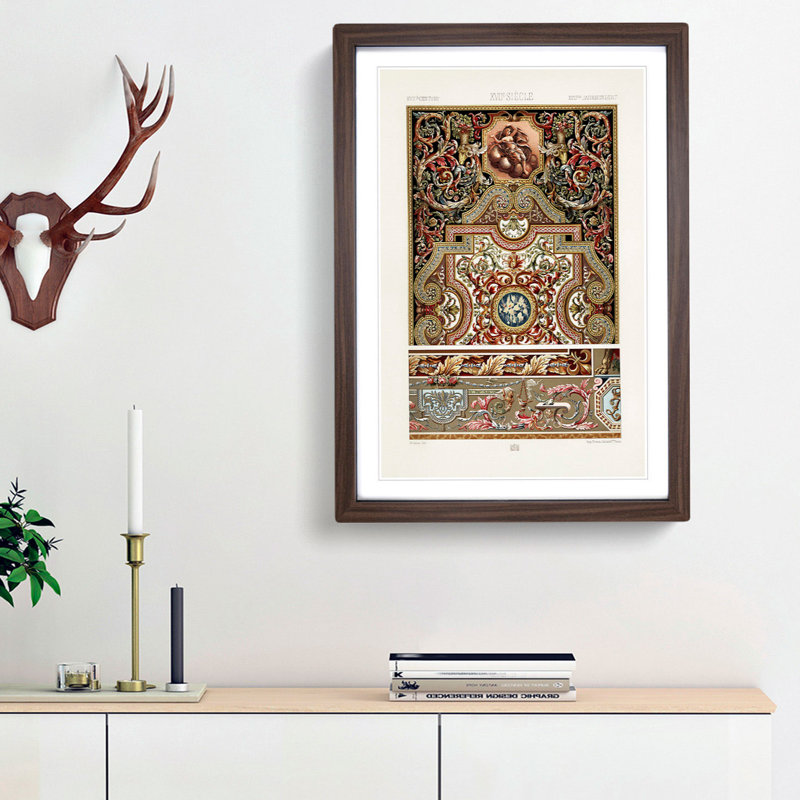 A 17th Century Pattern by Albert Racinet - Picture Frame Painting Print, Walnut Framed, 36cm H x 27cm W x 2cm D