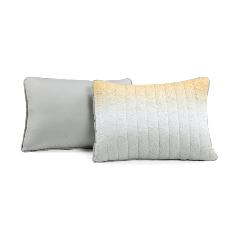 Yellow and Gray Reversible Ombre Microfiber Full Quilt Set