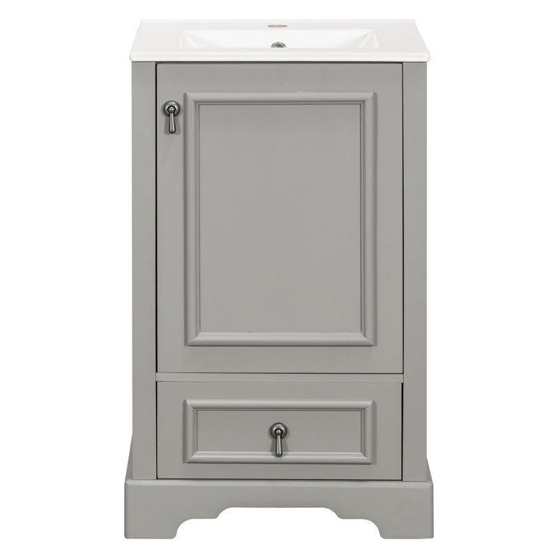 Meuble-lavabo 20 po avec lavabo en céramique, Gris