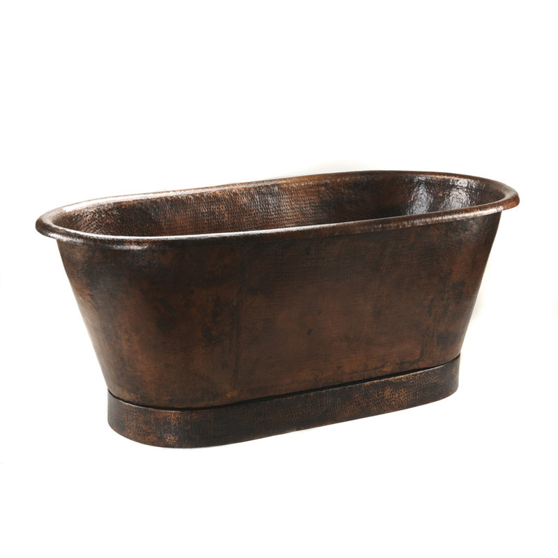 72" Hammered Copper Modern Style Bathtub