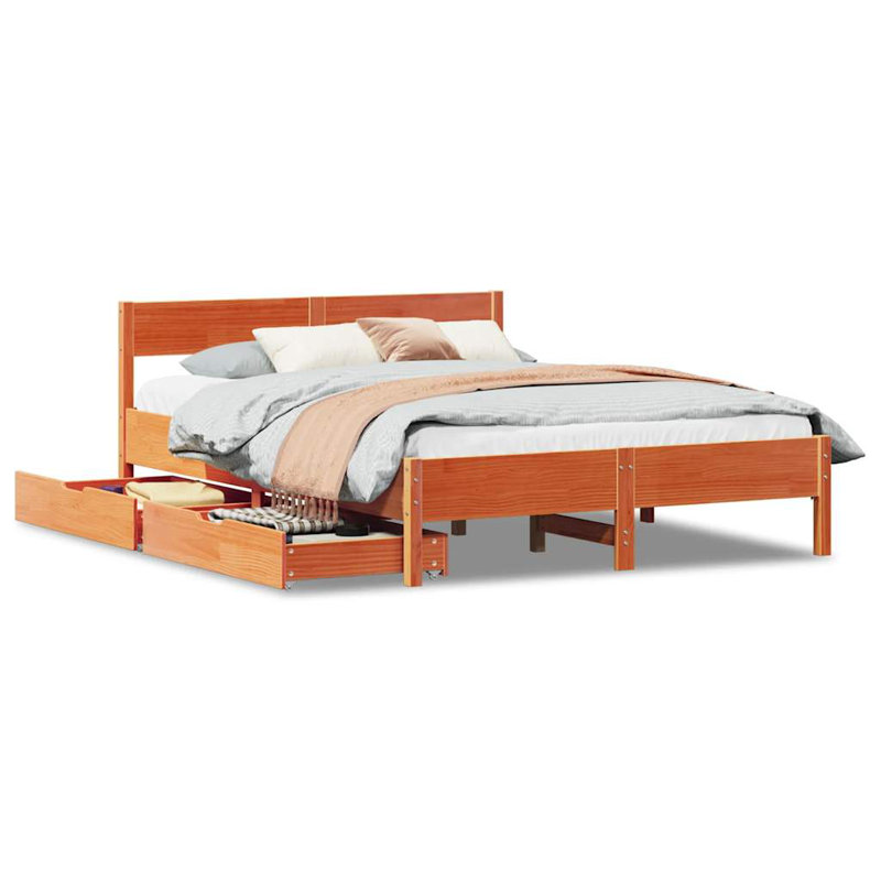 Storage Bed, Wax Brown, Double (4'6)