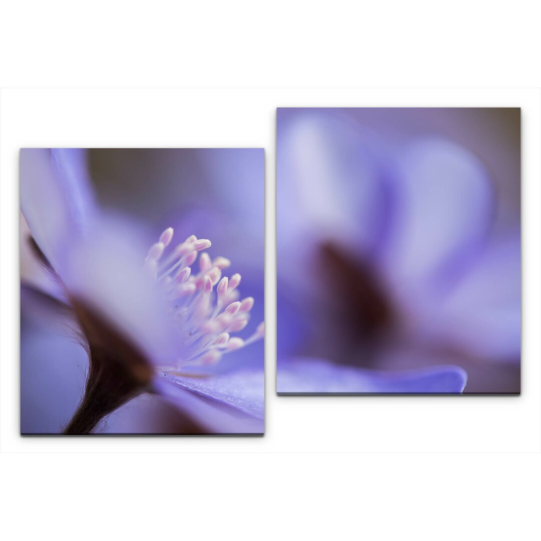 2-tlg. Leinwandbilder-Set Blaue Blume