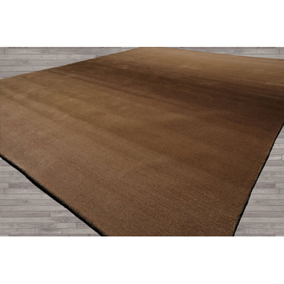 LoomBloom Brown Hand-Tufted Wool Rug with Earthy Ombre Layers