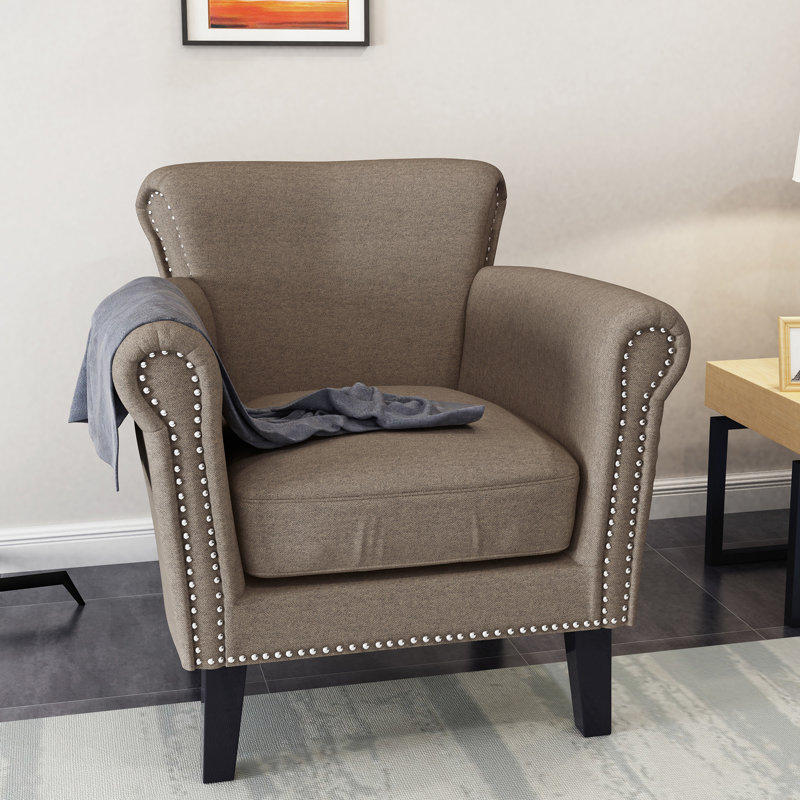 Hannon Upholstered Armchair, Light Coffee Polyester Blend