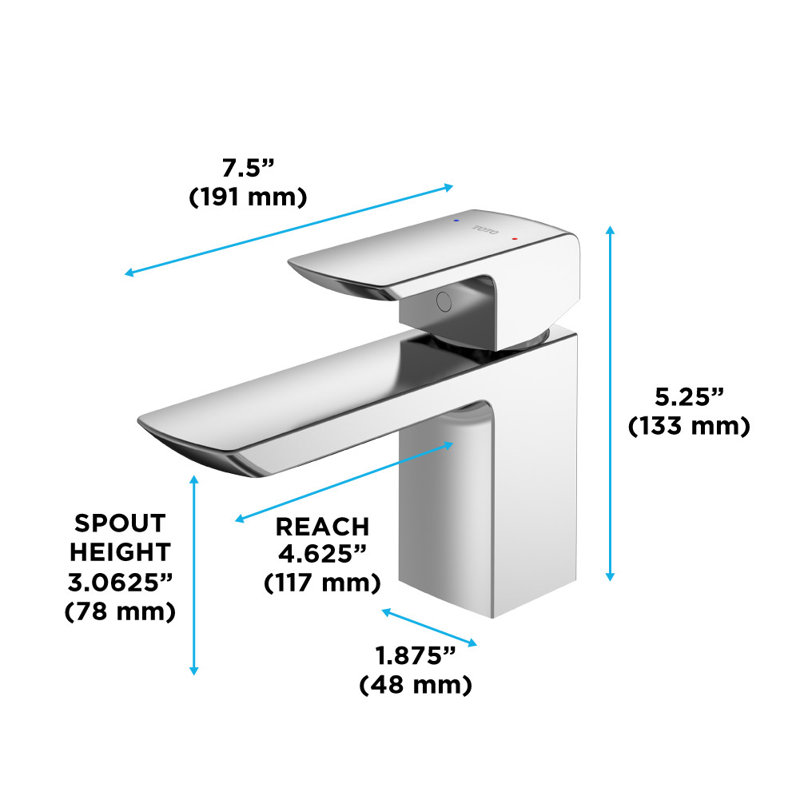 TOTO® GR Series 1.2 GPM Single Handle Bathroom Sink Faucet with COMFORT GLIDE Technology and Drain Assembly, Polished Chrome