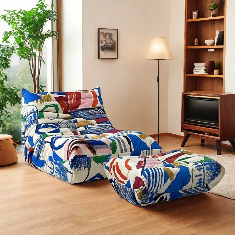 Angelos Upholstered Accent Chair with Ottoman