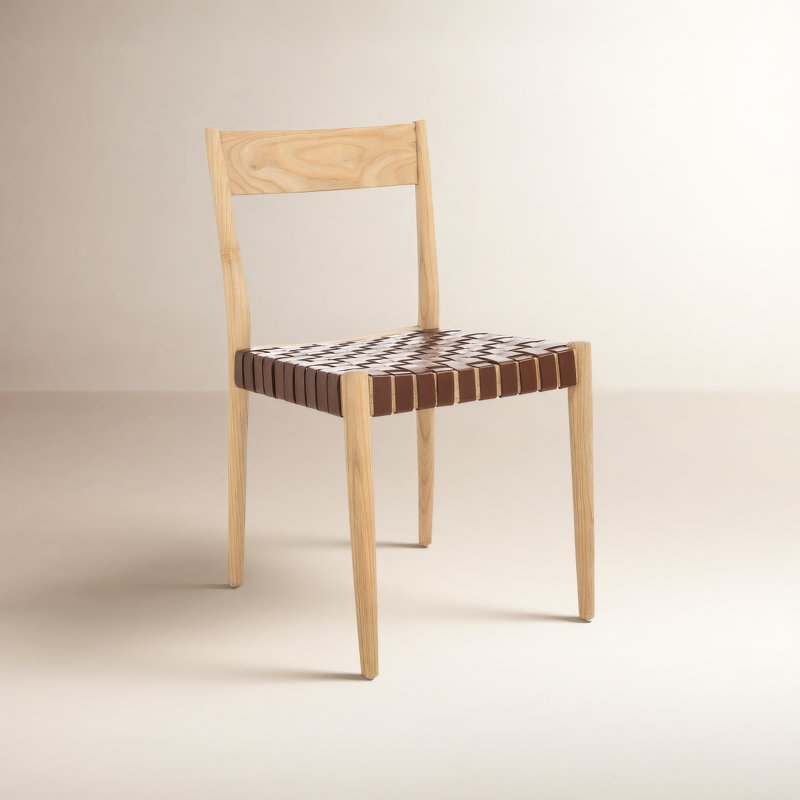 Cosme 18'' H Solid Wood Armchair, Cognac/Natural