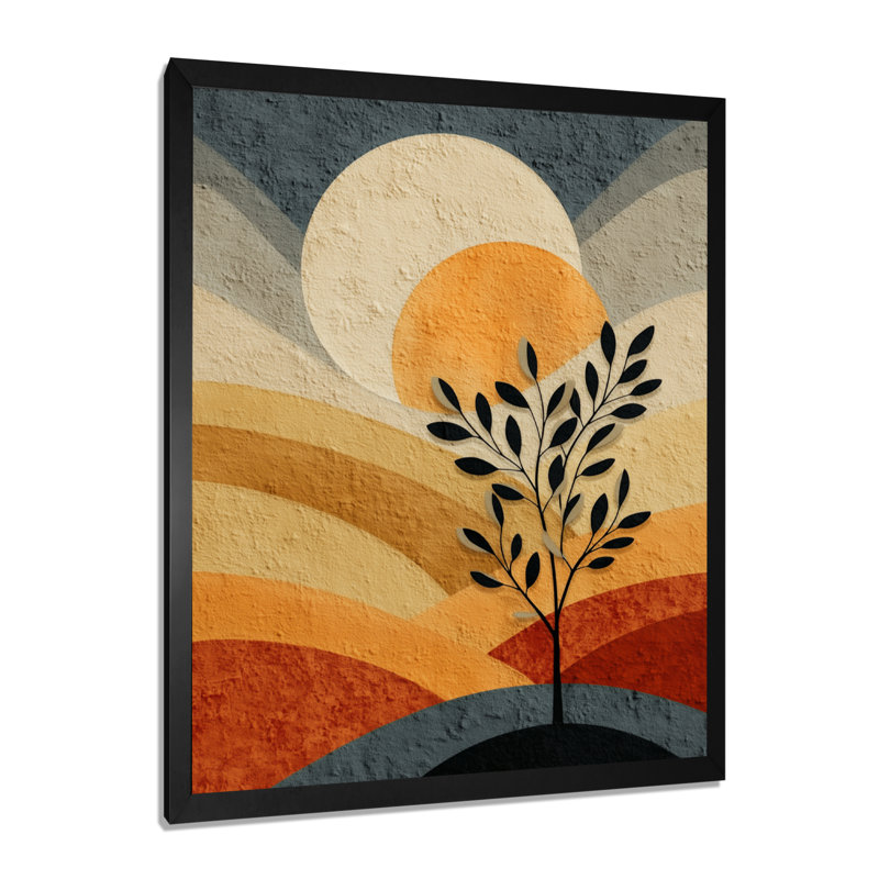 Orange et noir Boho Desert Retreat - Botanicals, reproduction d'art sur toile, botanique orange, Cadre photo unique, Noir