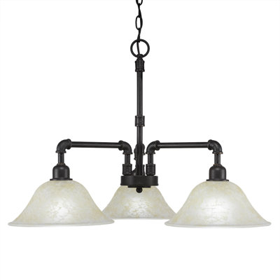 Camila Vintage 3 Light Downlight Chandelier Shown With 10" Amber Marble Glass