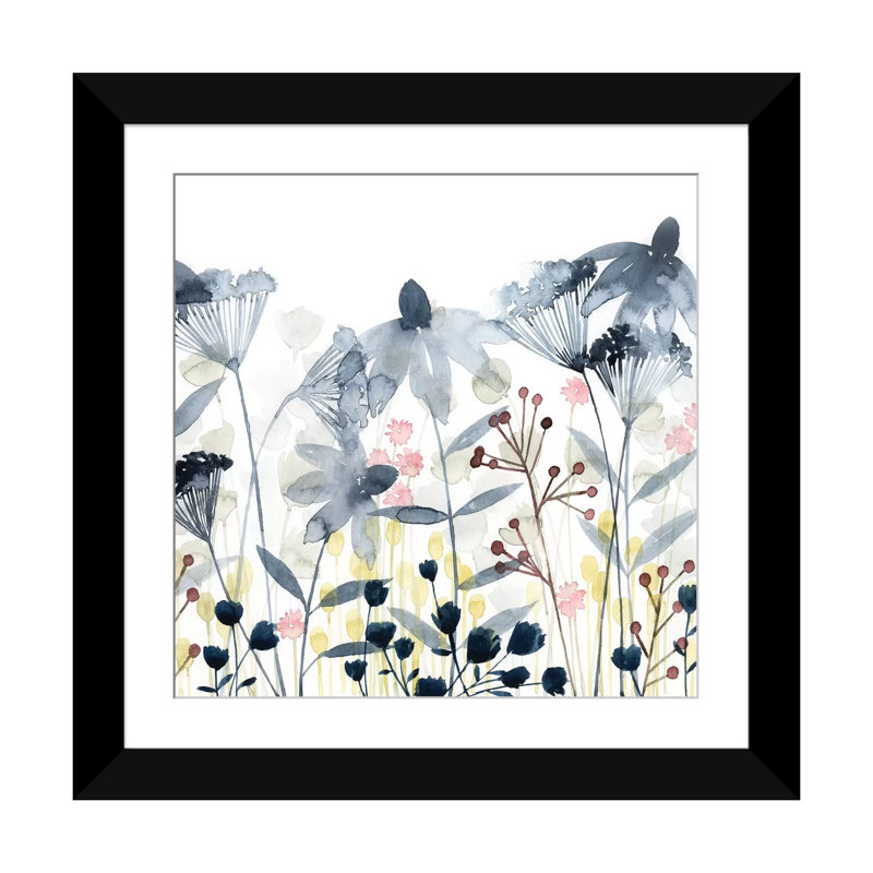 « layered jardins ii », impression sur toile, Papier d'art encadré noir, H 16 po x l 16 po x P 1 po